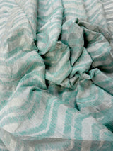 Pastel Sea Green Color Linen blend with Cotton Silk Saree and Embroidery floral buttis - Kaash