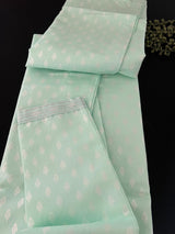 Pastel Sea Green men's kurta pajama in soft silk (non-pure) with silver buttis on soft silk — Kaash Collection
