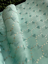 Pastel Sea Green Designer Kurta with Embroidery and Sequins | Pastel Color Mens Kurta | Wedding and Party Wear Kurta - Kaash