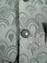 Pastel Sea Green men's Nehru/Modi jacket in cotton silk with embroidery, thread & sequin work — Kaash Collection