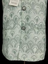 Pastel Sea Green men's Nehru/Modi jacket in cotton silk with embroidery, thread & sequin work — Kaash Collection