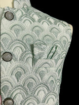 Pastel Sea Green Jacket for Men with Embroidery, thread and Sequin Work | Jacket for Kurta | Mens Wedding Wear Outfit | Men Waistcoat - Kaash