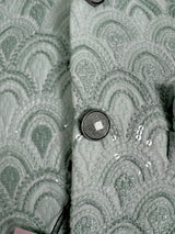 Pastel Sea Green Jacket for Men with Embroidery, thread and Sequin Work | Jacket for Kurta | Mens Wedding Wear Outfit | Men Waistcoat - Kaash