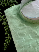 Pastel Sea Green Raw Silk Kurta Pajama Set for Men - Kaash