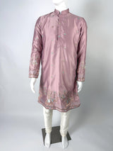 Pastel Tea Pink Designer Soft Silk Kurta Pajama with Emberiodery - Kaash