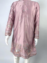 Pastel Tea Pink Designer Soft Silk Kurta Pajama with Emberiodery - Kaash