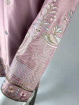 Pastel Tea Pink Designer Soft Silk Kurta Pajama with Emberiodery - Kaash