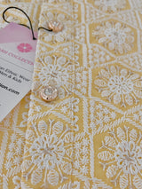 Pastel Yellow Color Chikankari Lucknowi Pure Cotton Kurta Pajama Set with Sequin and with Lining -Chikhankari Kurta - Kaash
