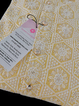Pastel Yellow Color Chikankari Lucknowi Pure Cotton Kurta Pajama Set with Sequin and with Lining -Chikhankari Kurta - Kaash