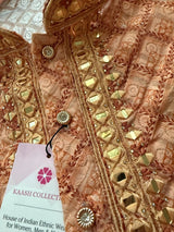 Peach Color Chikankari Embroidery Kurta for Men - Kaash