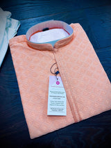 Peach Color Chikankari Lucknowi Georgette Kurta Pajama Set with Lining | Chikhankari Kurta | Ethnic Wear for Men | Men Party Wear - Kaash