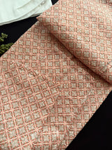 Peach Color Designer Kurta with Floral Digital Print in Soft 100% Cotton with Embroidery and Sequin Work - Kaash