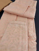 Peach Color Men Kurta Pajama with Floral Jaal in Gold | Mens Ethnic Wear | Indian Pakistani Men Wear | Sherwani Style Kurta with Lining - Kaash