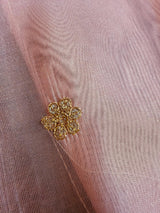Pastel Peach soft organza dupatta with zari, sequins & silk border — Kaash Collection