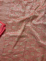 Peach Color Pure Khaddi Georgette Banarasi Silk Saree with Muted Gold Weave | SILK MARK CERTIFIED - Kaash