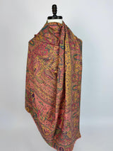 Pastel Peach semi pashmina Kashmiri shawl with kani weave, floral motifs — Kaash Collection