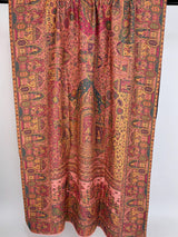 Pastel Peach semi pashmina Kashmiri shawl with kani weave, floral motifs — Kaash Collection
