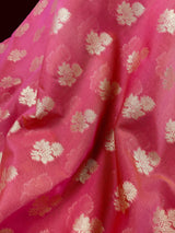 Peach Color Semi Silk Saree with Floral Buttas and Meenakari Weaving with Temple Borders - Kaash