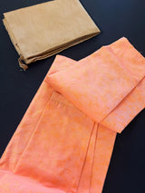 Peach men's kurta pajama in soft silk (non-pure) with self-design with small zari weave buttis — Kaash Collection