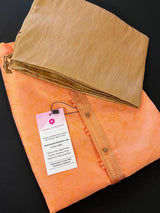 Peach Color Soft Silk Men Kurta Pajama for Men with Self Design material with small Zari Weave butti | Men Indian Wear USA California - Kaash