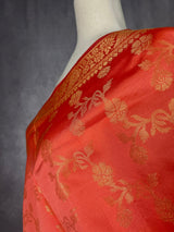 Peach Floral Banarasi Silk Designer Dupatta with Weaving | Light Weight Dupatta | Stole | Benarasi Dupatta | Gift For Her - Kaash