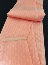 Peach Raw Silk Kurta Pajama for Men with Self Design material with Self Weave Pattern | Mens Ethnic Wear | Wedding Wear Kurta for Men - Kaash