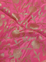 Pink Banarasi Floral Soft Silk dupatta in soft silk (non-pure) with floral jaal with muted gold zari — Kaash Collection