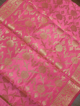 Pink Color Banarasi Floral Soft Silk dupatta with Muted Gold Zari Weaving | Light Weight Dupatta | Silk Dupatta | Stole | Gift For Her - Kaash