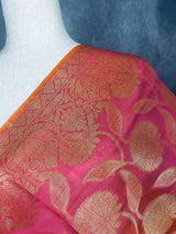 Pink Color Benarasi Handwoven Semi Silk Dupatta with Gold Zari Weaving - Kaash