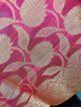 Pink Color Benarasi Handwoven Semi Silk Dupatta with Gold Zari Weaving | Dupatta | Pink Color Dupatta | Scarf | Dupattas for Wedding - Kaash