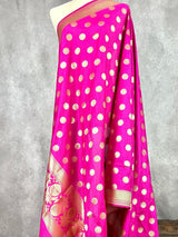Pink Color Handmade Soft Silk Zari Weaved Dupatta with Chakras | Indian Dupatta | Stole | Gift For Her | Dupatta for Lehenga - Kaash