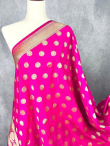 Pink Color Handmade Soft Silk Zari Weaved Dupatta with Chakras | Indian Dupatta | Stole | Gift For Her | Dupatta for Lehenga - Kaash