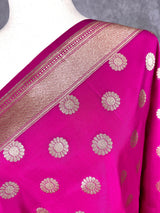 Pink Color Handmade Soft Silk Zari Weaved Dupatta with Chakras | Indian Dupatta | Stole | Gift For Her | Dupatta for Lehenga - Kaash