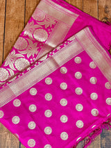 Pink Color Handmade Soft Silk Zari Weaved Dupatta with Chakras | Indian Dupatta | Stole | Gift For Her | Dupatta for Lehenga - Kaash