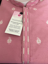 Pink men's kurta pajama in raw silk (non-pure) with self-weave design with cotton lining — Kaash Collection