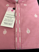 Pink Color Kurta Pajama for Men with Self Design and Embroidery Work with Lining | Men Ethnic Wear | Wedding Wear Kurta for Men - Kaash