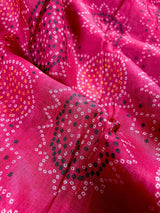 Pink Color Pure Linen by Linen Saree with Bandhani Bandhej Prints - Kaash