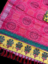 Pink Color Pure Linen by Linen Saree with Bandhani Bandhej Prints - Kaash