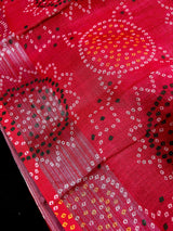 Pink Color Pure Linen by Linen Saree with Bandhani Bandhej Prints - Kaash