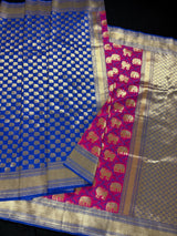 Pink Color Shikhargrah Half and Half Traditional Banarasi Handloom Silk Saree - Kaash