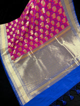 Pink Color Shikhargrah Half and Half Traditional Banarasi Handloom Silk Saree - Kaash