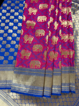 Pink Color Shikhargrah Half and Half Traditional Banarasi Handloom Silk Saree - Kaash