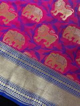 Pink Color Shikhargrah Half and Half Traditional Banarasi Handloom Silk Saree - Kaash