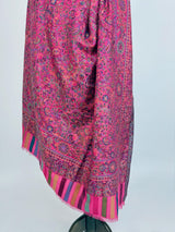 Pink wool cashmere Kashmiri shawl with floral jaal weave pattern — Kaash Collection