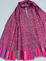 Pink wool cashmere Kashmiri shawl with floral jaal weave pattern — Kaash Collection