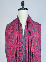 Pink wool cashmere Kashmiri shawl with floral jaal weave pattern — Kaash Collection