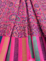 Pink wool cashmere Kashmiri shawl with floral jaal weave pattern — Kaash Collection
