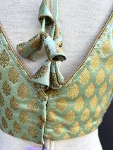 Pista Green Color Banarasi Readymade Blouse | Sleeveless Blouse | Readymade Blouses | Blouses for Saree - Kaash