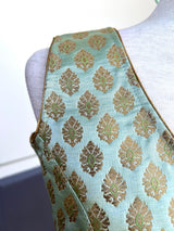 Pista Green Color Banarasi Readymade Blouse | Sleeveless Blouse | Readymade Blouses | Blouses for Saree - Kaash