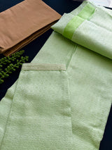 Pista Green Color Men Kurta Pajama in Raw Silk - Kaash